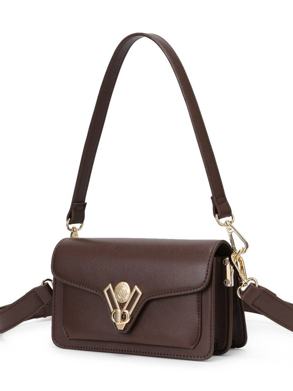Valentino Orlandi Chocolate Brown Shoulder Crossbody Bag Gold Hardware 2 Way - Picture 2 of 7
